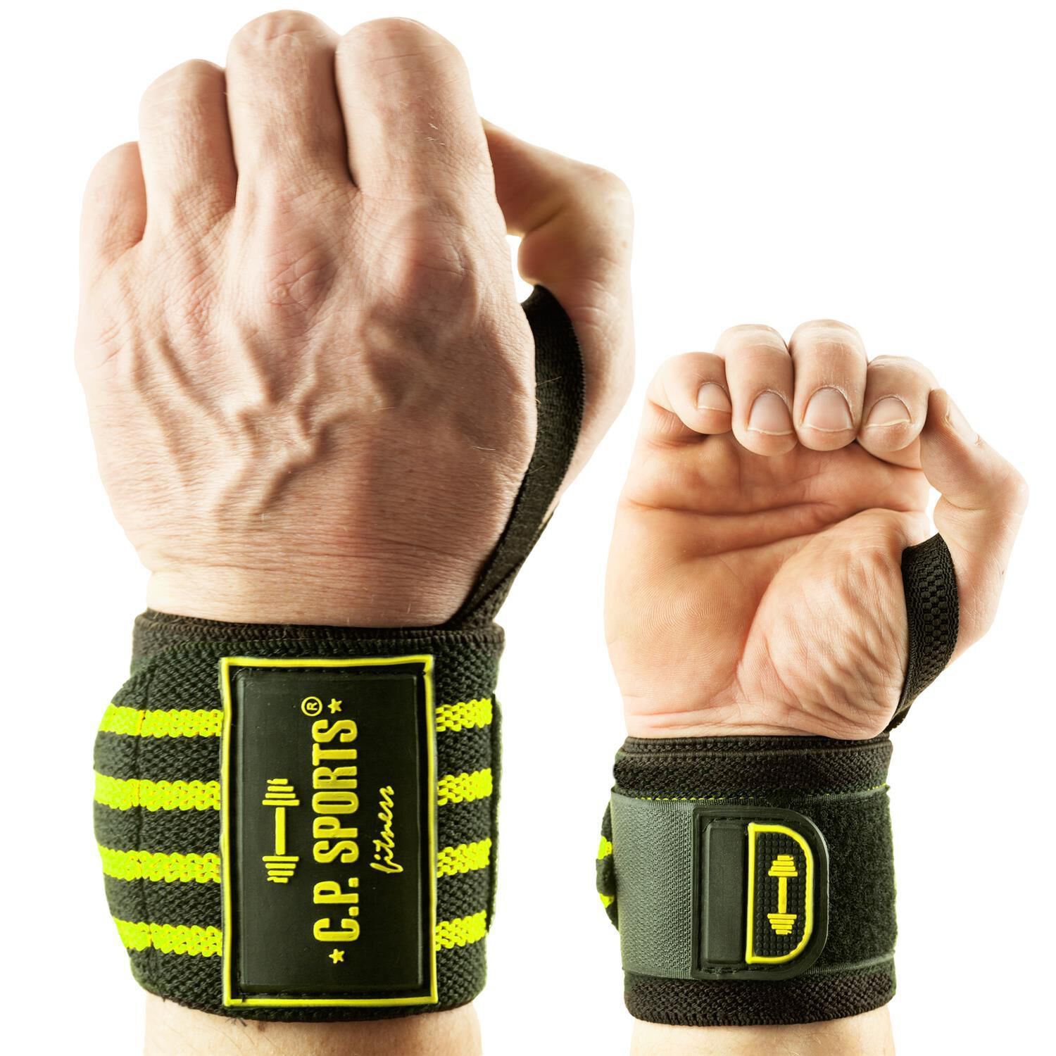 Strongman handledslindor 50 cm Sort Gul