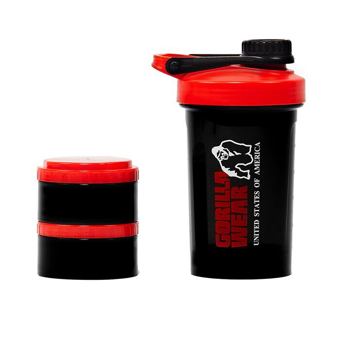 Shaker 2 Go Sort/R&oslash;d 500 ml + 130 ml x 2