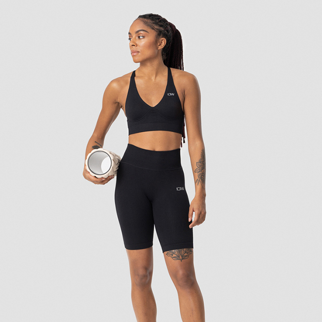 Ribbed Define Seamless Biker Shorts, Black