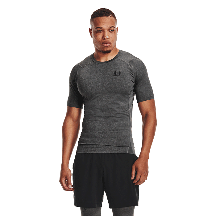 UA HG Armour Comp SS, Carbon Heather