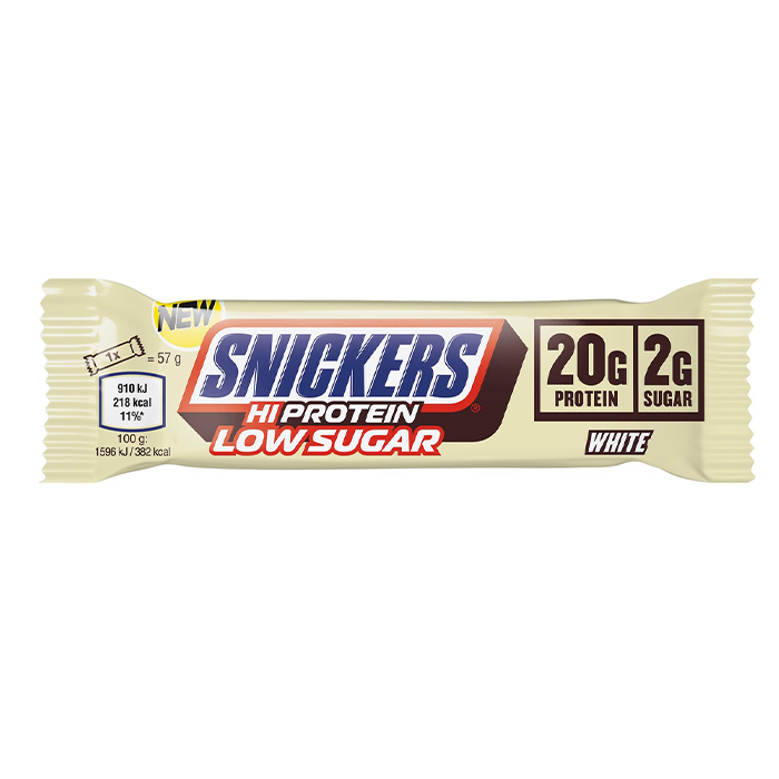 12 x Snickers High Protein Bar Low Sugar 57 g Vit Choklad