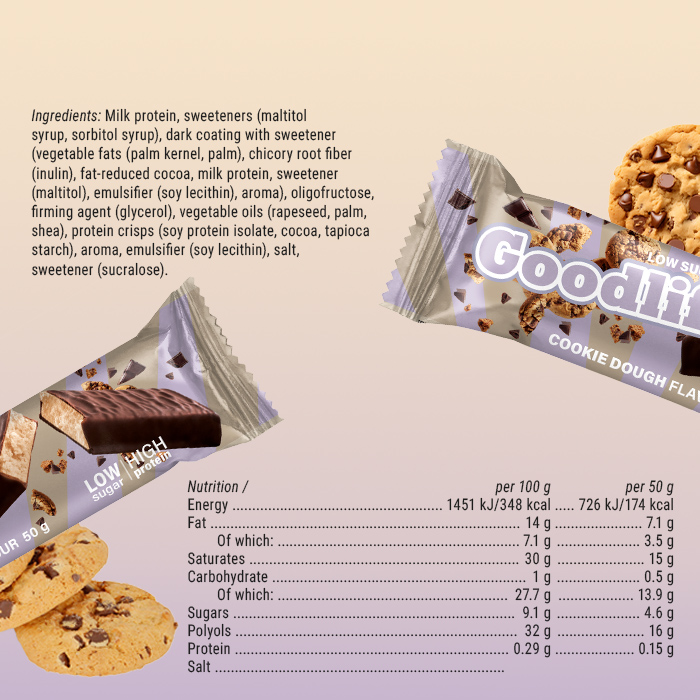 15 x Low Sugar Protein Bar 50 g cookie_dough