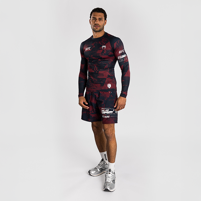 UFC Zenith by Venum Fight Week Rashguard Lang&aelig;rmet Bl&aring; R&oslash;d Gr&aring;