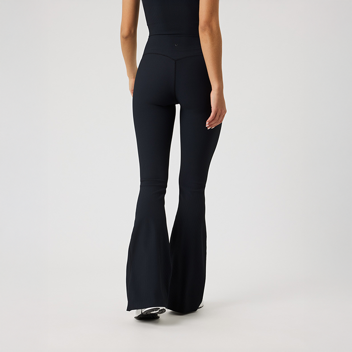 Studio Ribbed Flare Tights Sort