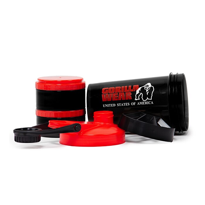 Shaker 2 Go Sort/R&oslash;d 500 ml + 130 ml x 2