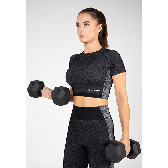 Selah Seamless Crop Top, Black