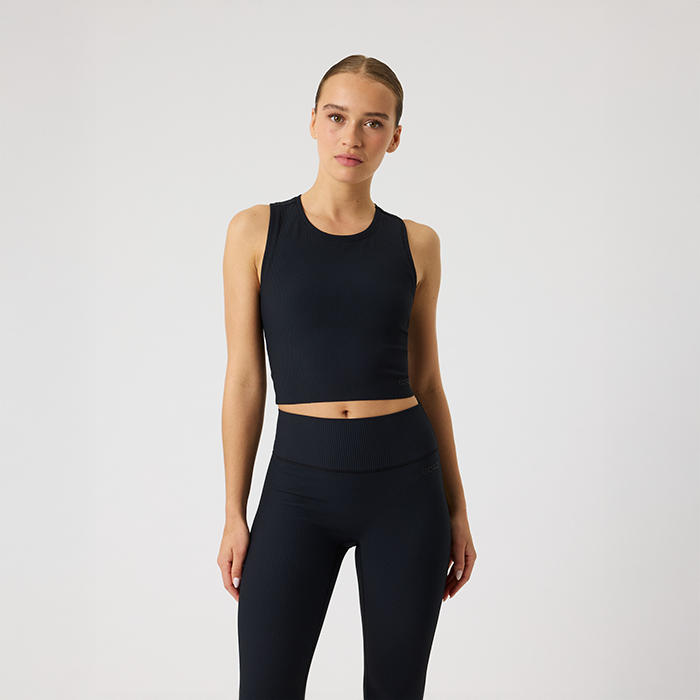 Studio Ribbed Cropped Tanktop Sort