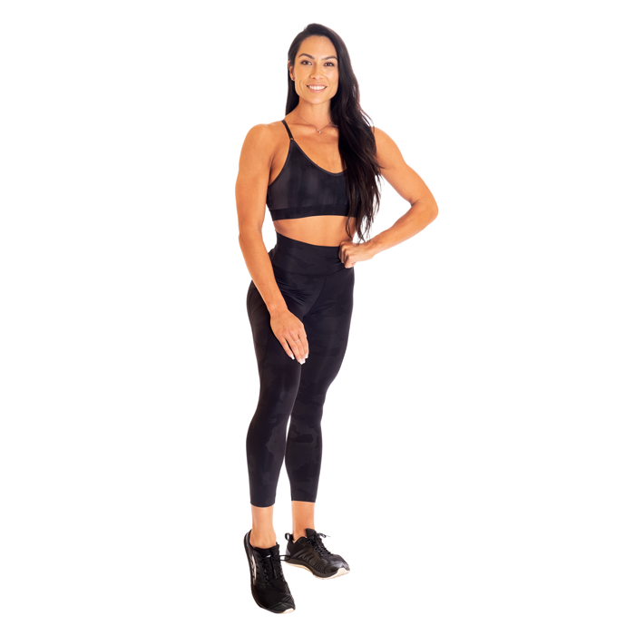 High Waist Leggings Sort/Camo