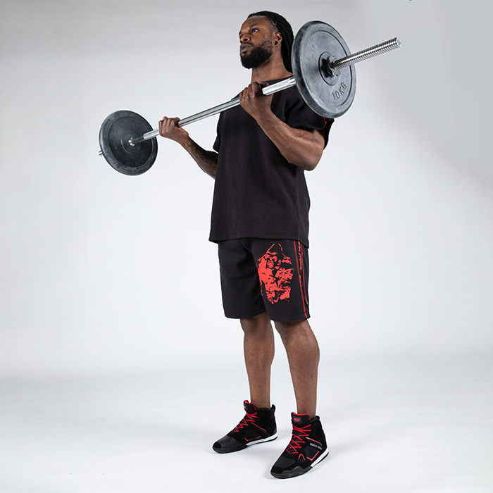 Buffalo Old School Workout Shorts, Black/Red