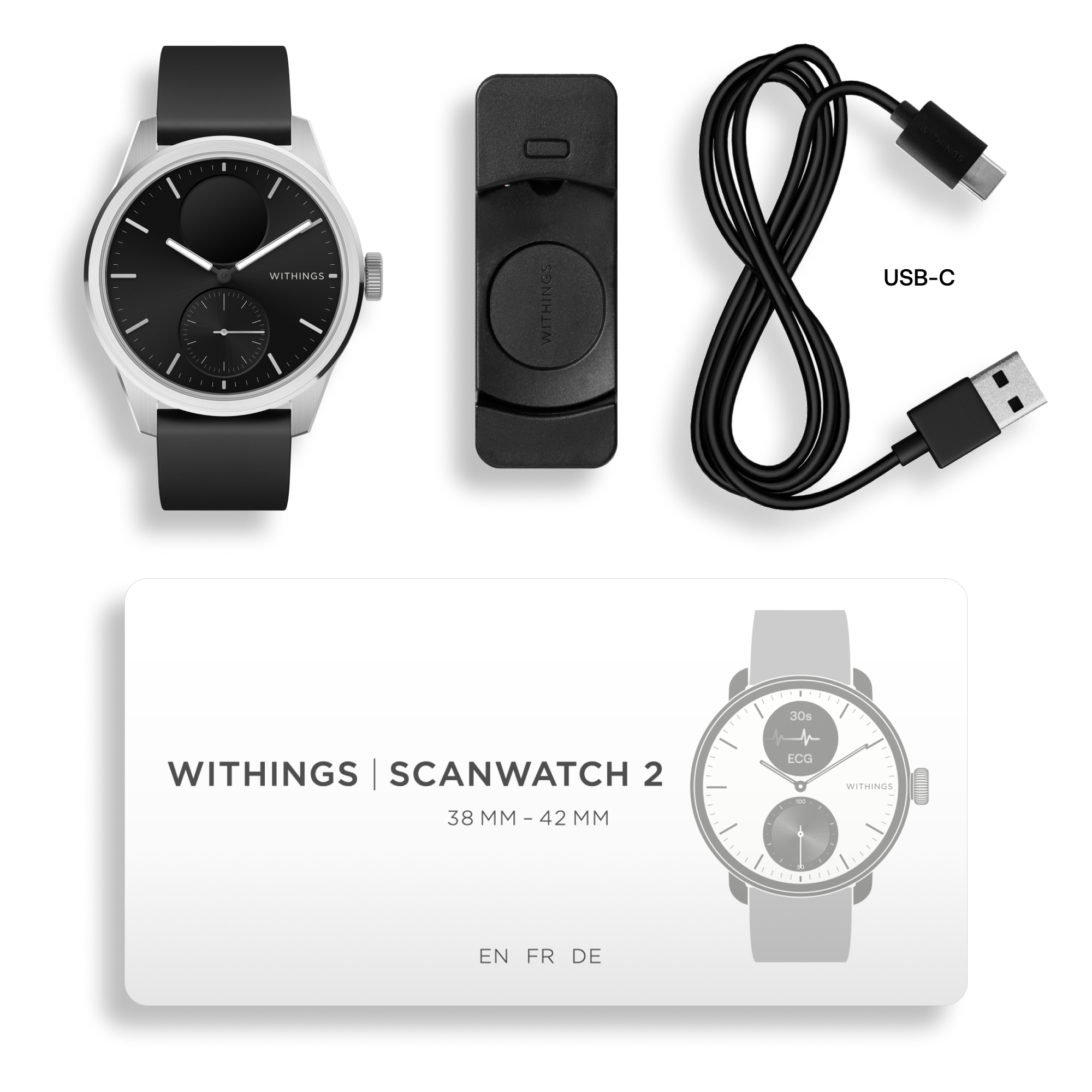Tr&aelig;ningsur Scanwatch 2 42mm Black