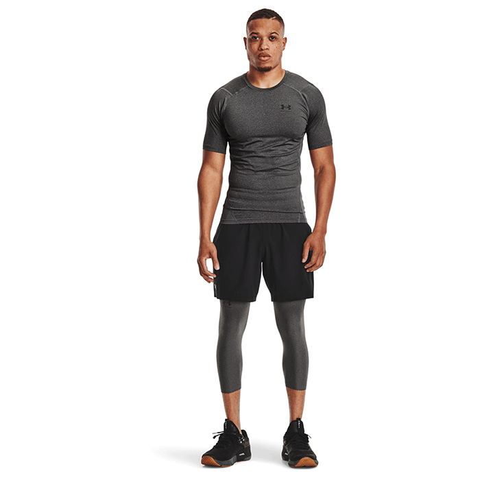 UA HG Armour Comp SS, Carbon Heather